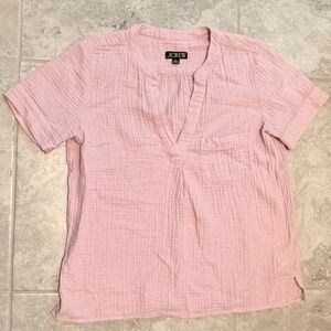 J.Crew Pink Textured Gauze Short Sleeve Top | Size Small